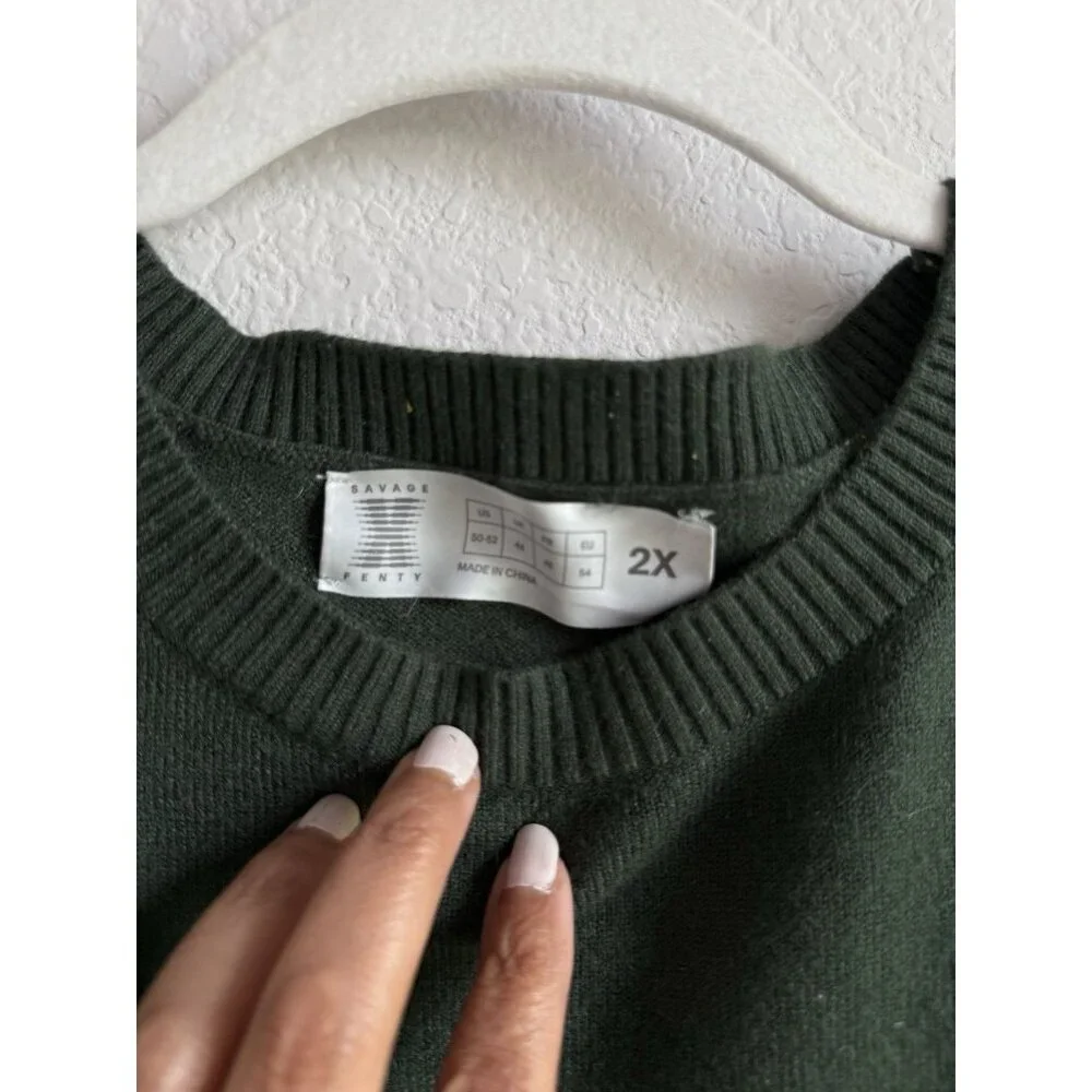 Savage X Fenty Lit Leisure Knit Green Shade Striped Sweater Size 2X Unisex‎